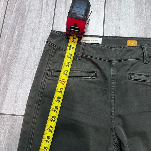 Anthro Pilcro Letterpress Olive Green Superscript Skinny Jeans Zipper Ankle 27 - Picture 6 of 7